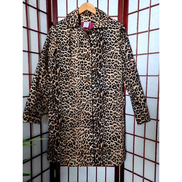 Leopard Print 4-Button Front Collared Trench Coat - Tan/Black - Picture 12 of 16